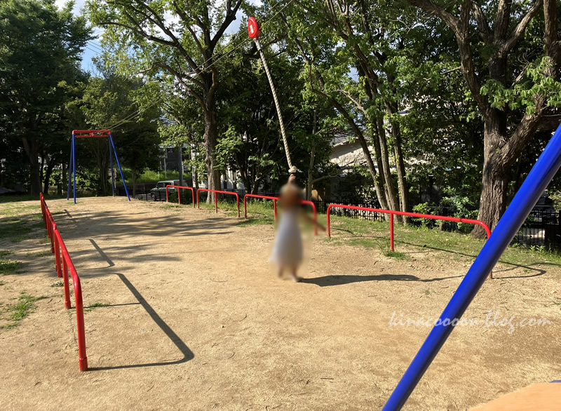 浜松城公園冒険広場のターザンロープ