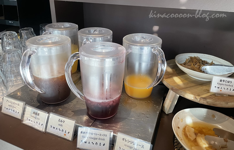 三交インGrande名古屋-HOTEL&SPA-の朝食ビュッフェの飲み物類